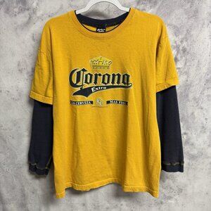 Vintage Corona Extra Thermal Long Sleeve T Shirt Mens Large Y2K Surf Style